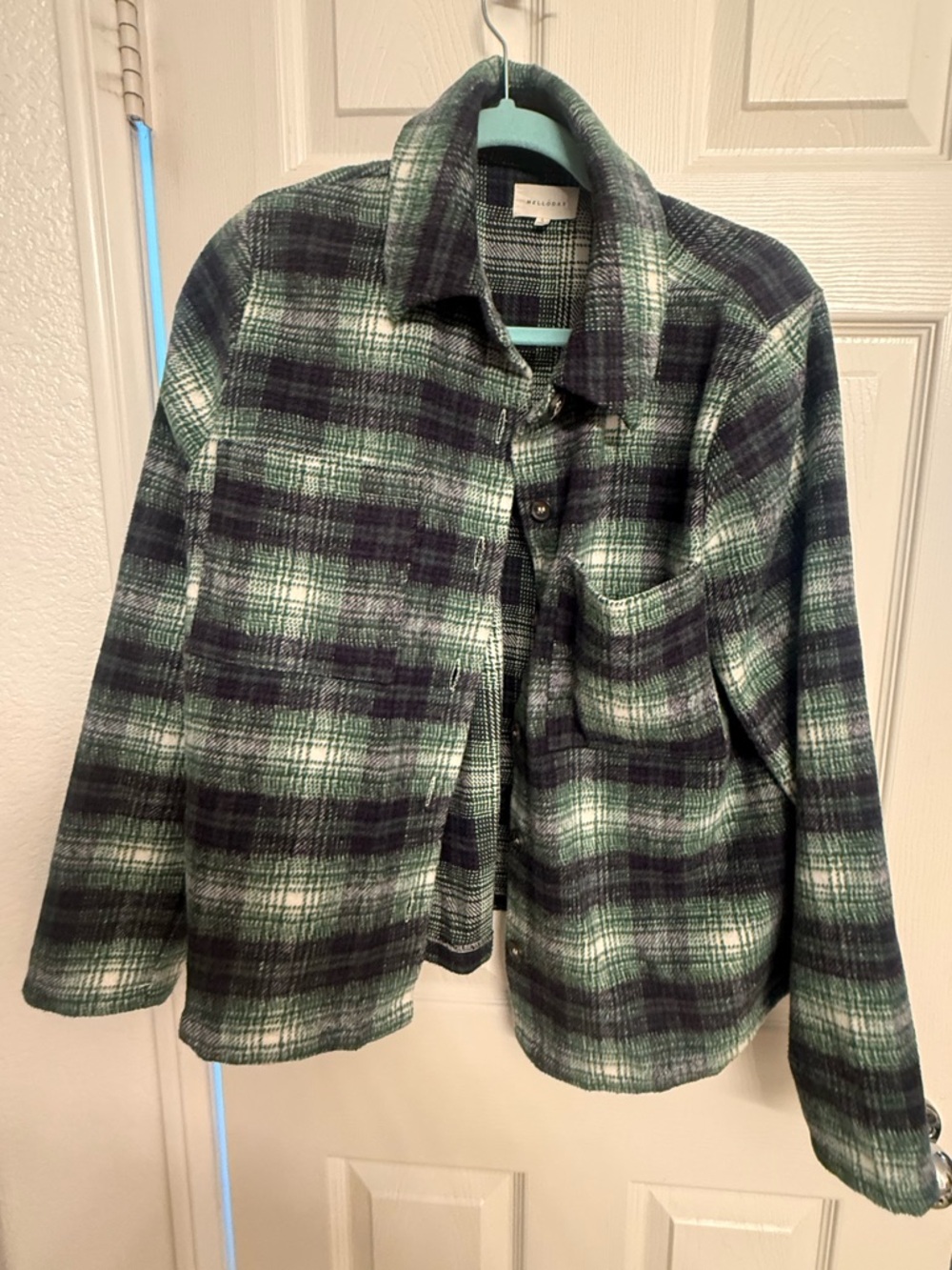 MELLODAY Green & Black Plaid Utility Shacket